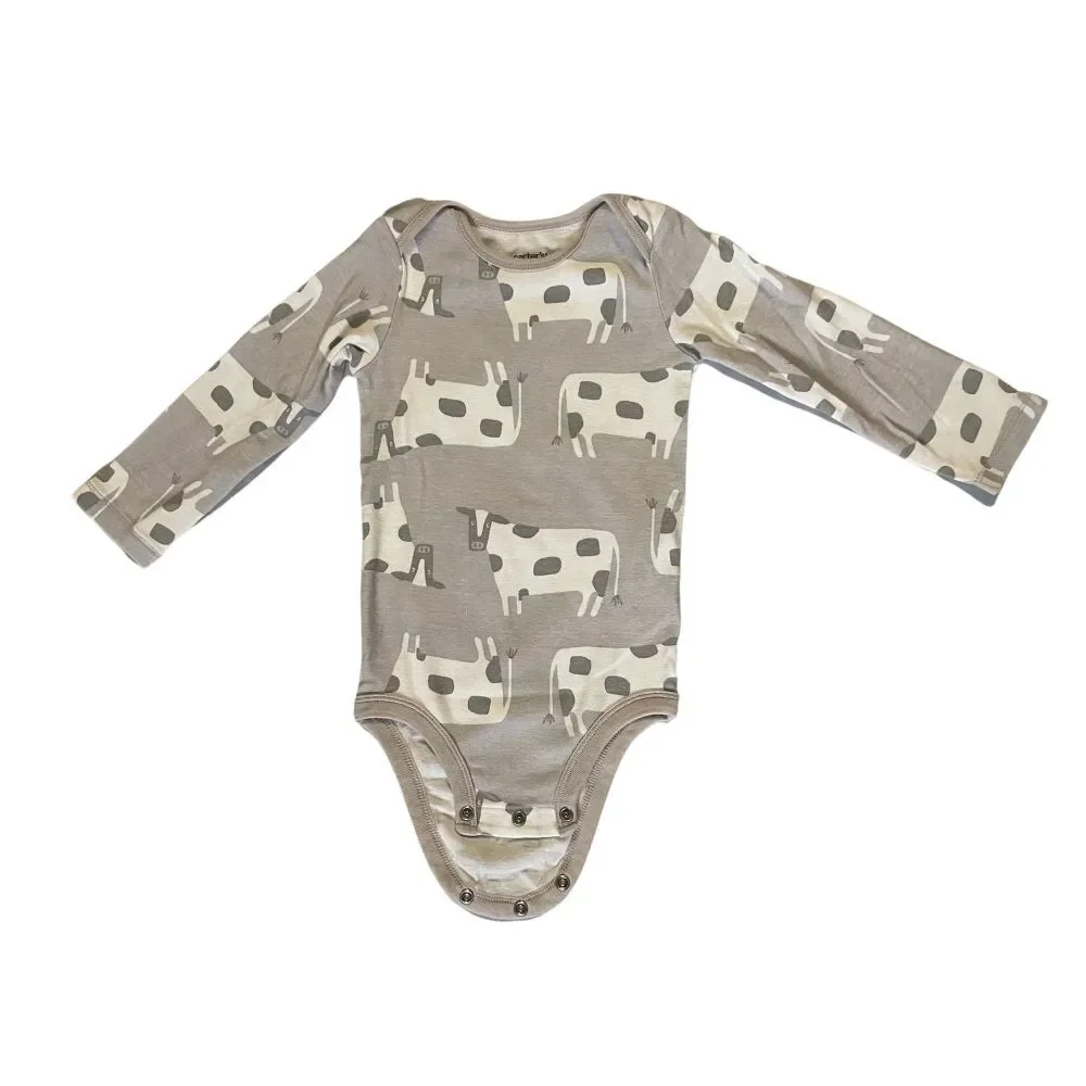 Carters 24M Bodysuits 2-Pack 100% Cotton Long Sleeve Girls Boys Snap Close Gray